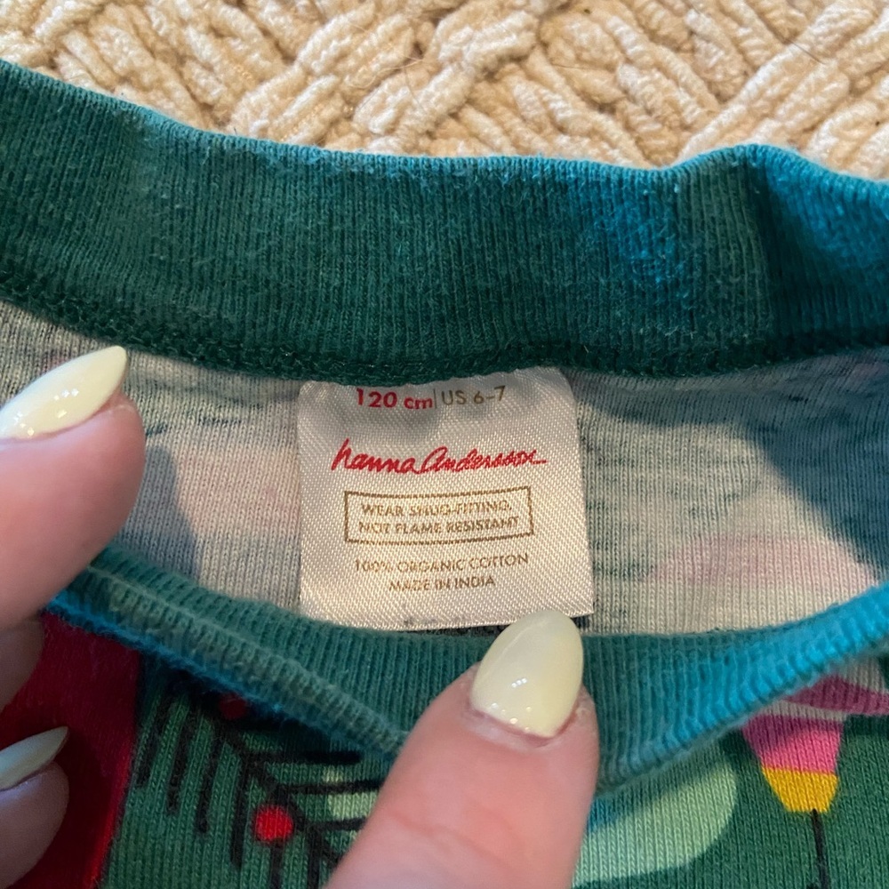 Hanna Andersson kids long sleeve matching set Christmas pajamas size 6/7 - Picture 5 of 5